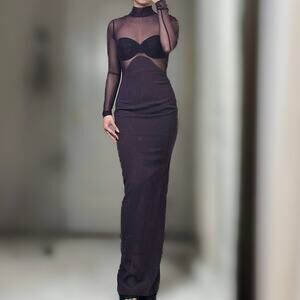 House of CB Safiya black grape maxi dress - size S (P)
